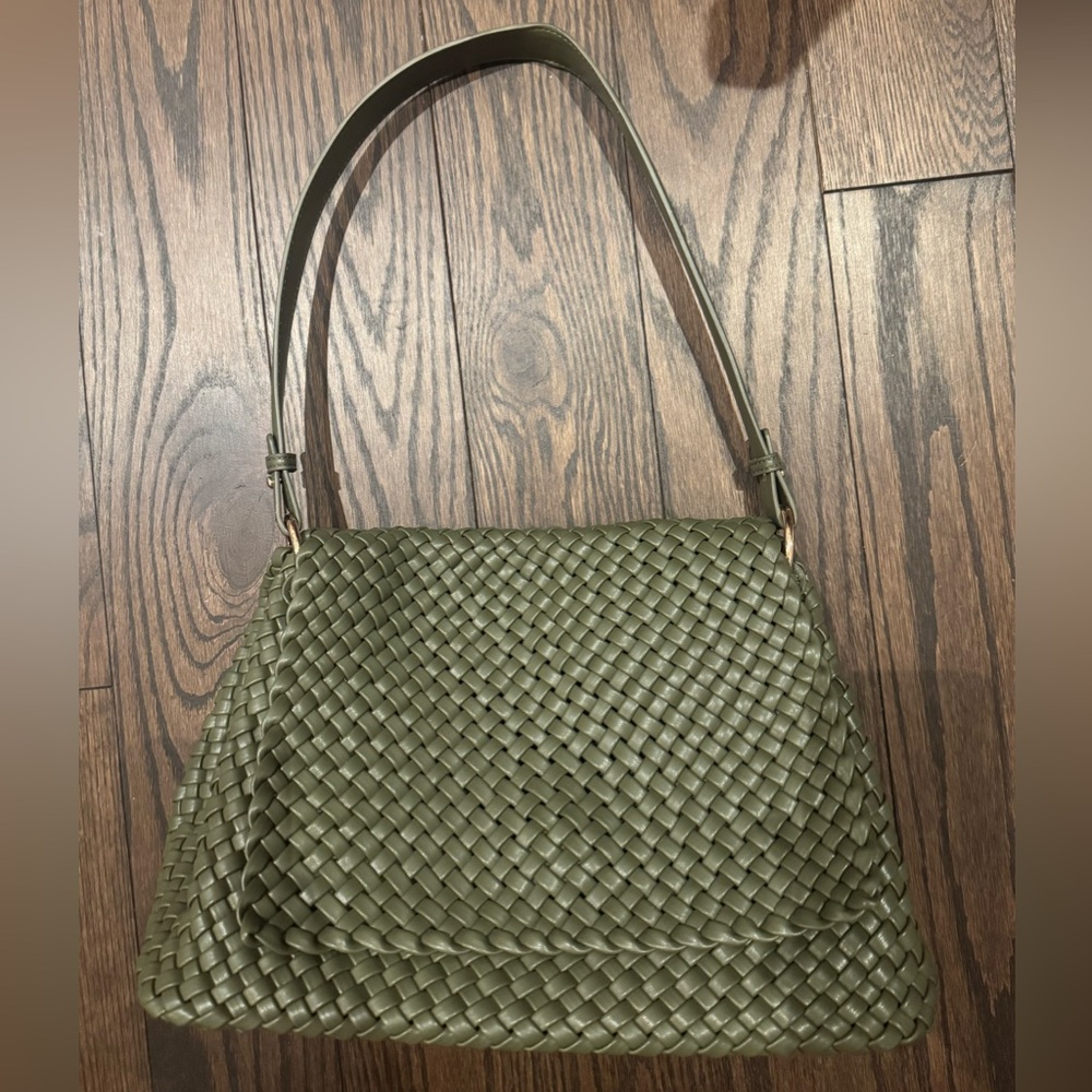 Anthropologie Green Woven Shoulder Bag